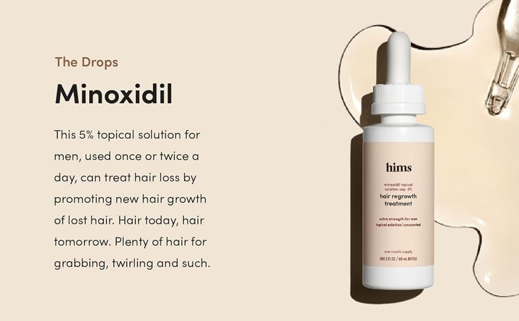 Hims Extra Strength Hair Regrowth Treatment for Men, 5% Topical Minoxidil Solution for Hair Loss and Thinning Hair, Unscented.- one month supply.