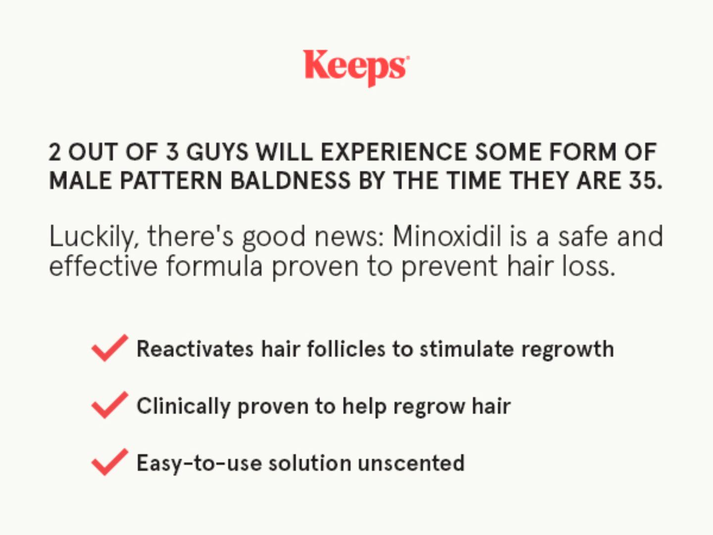 Keeps Extra Strength 5% Topical Minoxidil for Men, Topical Hair Growth Serum, 5% Solution Hair Loss Treatment  - Slows Hair Loss & Promotes Thicker Hair Regrowth. - one month supply.