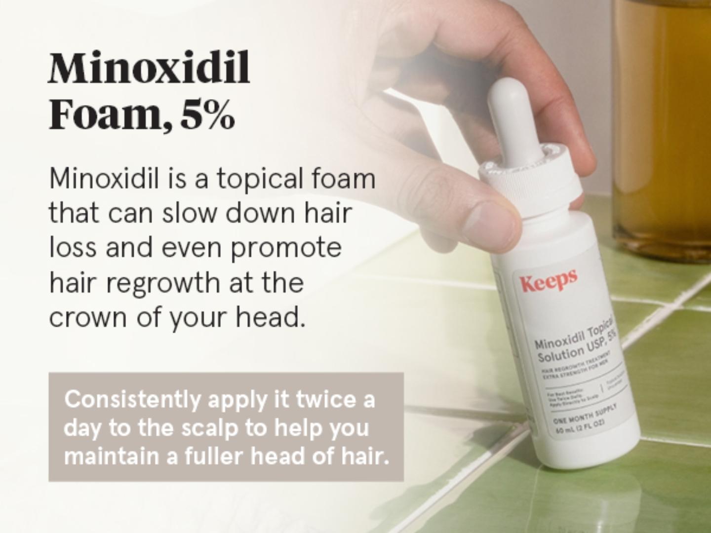 Keeps Extra Strength 5% Topical Minoxidil for Men, Topical Hair Growth Serum, 5% Solution Hair Loss Treatment  - Slows Hair Loss & Promotes Thicker Hair Regrowth. - one month supply.