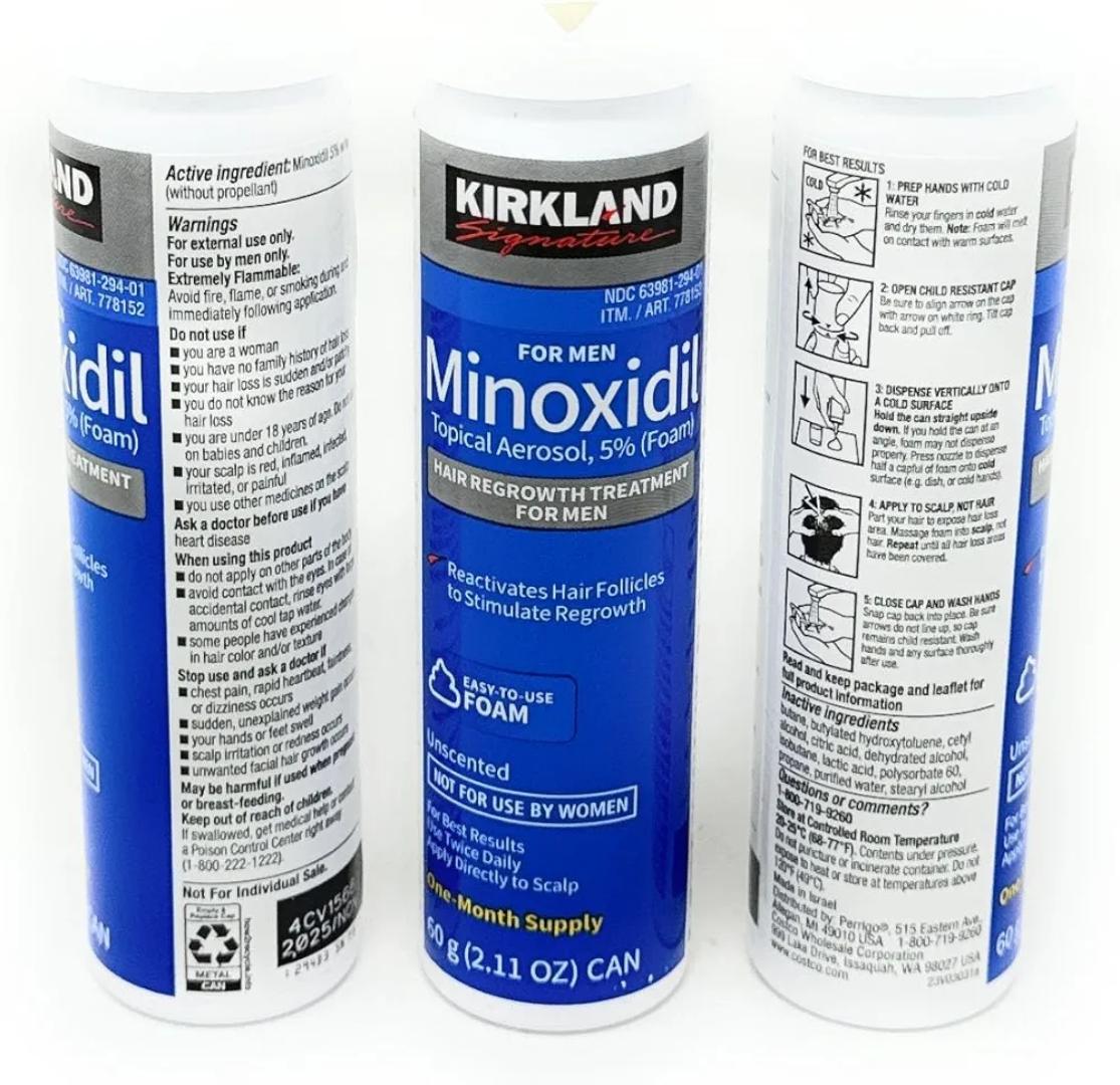 Kirkland Signature Hair Regrowth Treatment 5% Minoxidil Foam for Men.