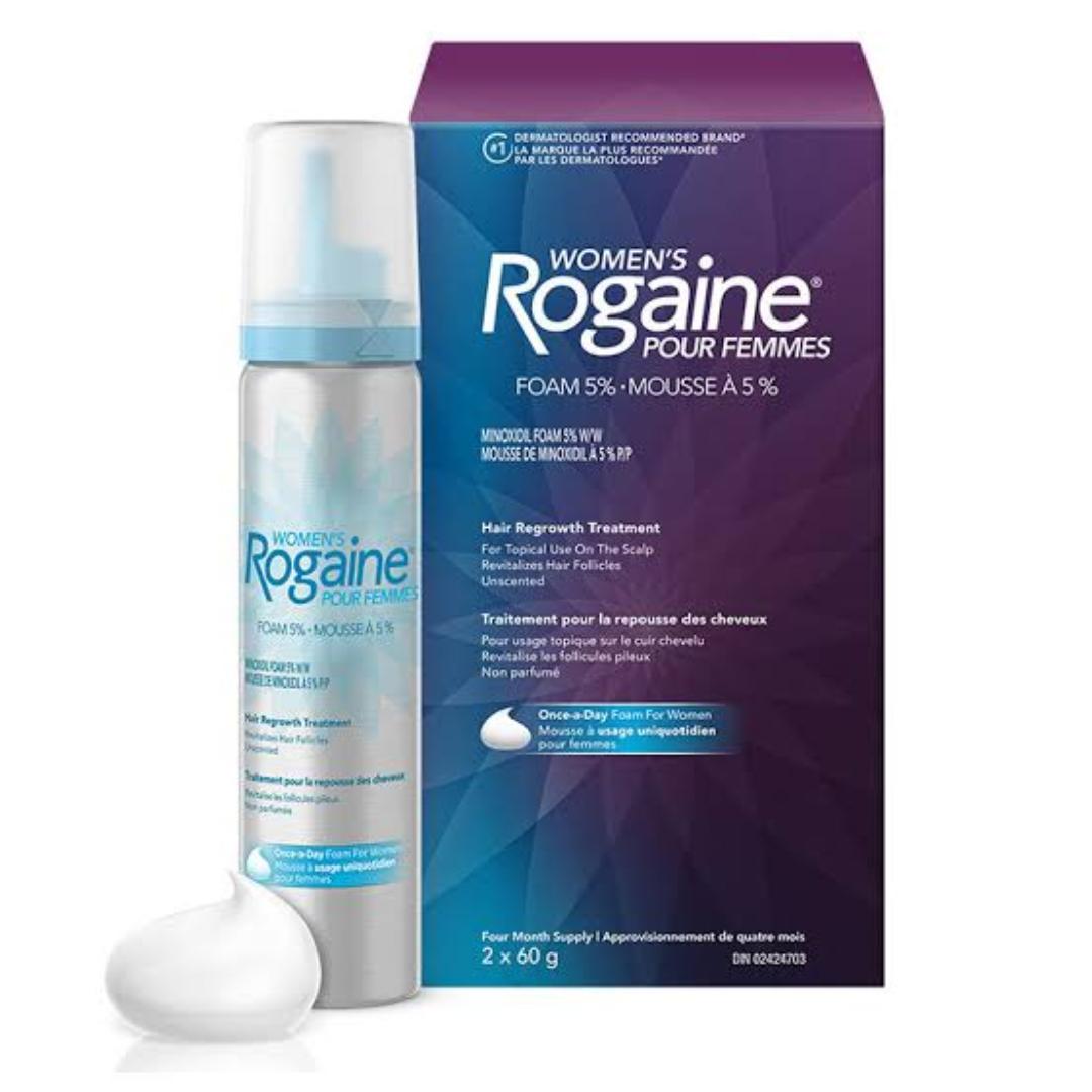 Women's Rogaine 5% Minoxidil Foam, Topical Once-A-Day Hair Loss Treatment for Women to Regrow Fuller, Thicker Hair, Unscented.- 2 months supply