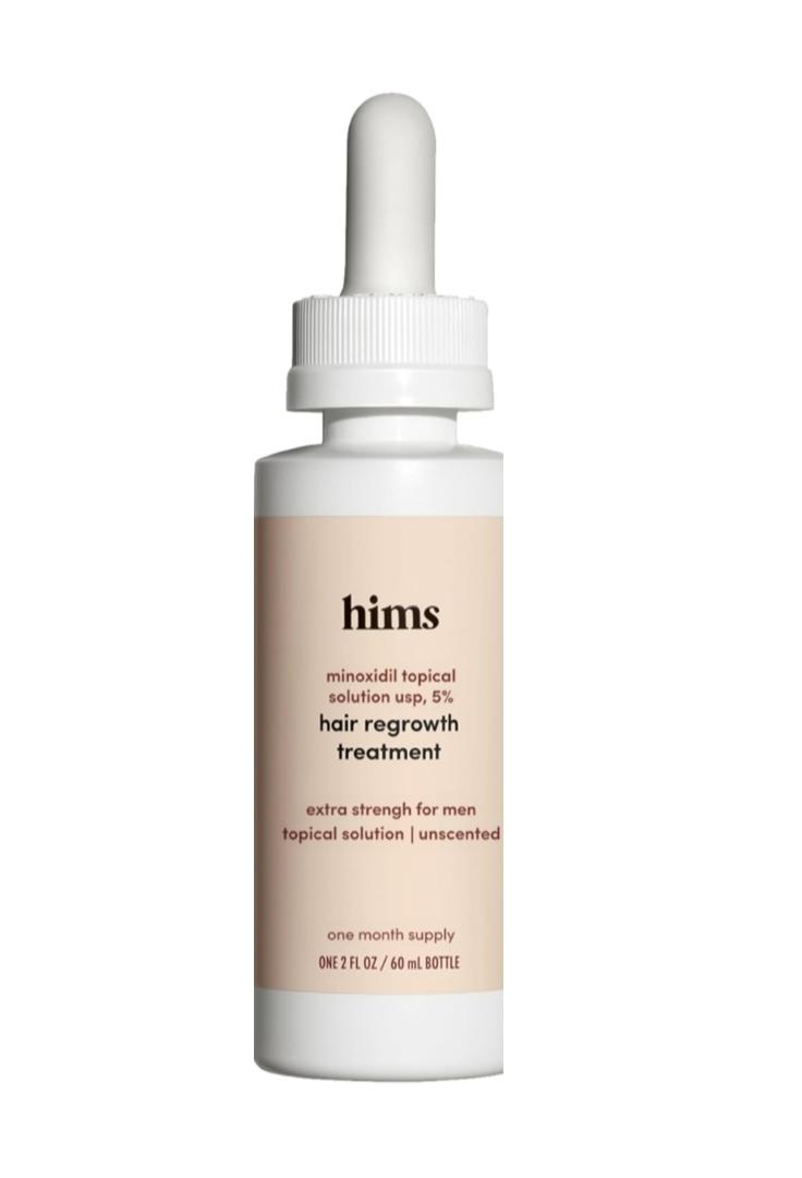 Hims Extra Strength Hair Regrowth Treatment for Men, 5% Topical Minoxidil Solution for Hair Loss and Thinning Hair, Unscented.- one month supply.