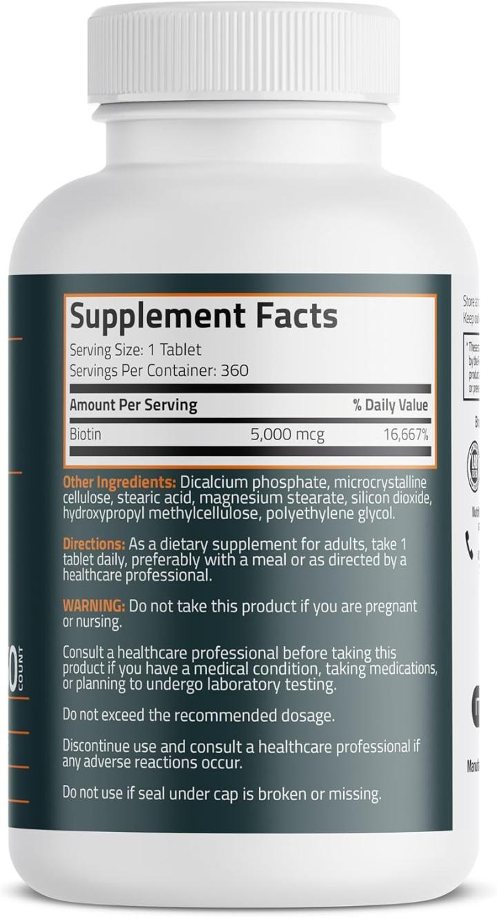 Bronson Biotin Vitamin B7 Supplement. Supports Healthy Hair, Skin & Nails & Energy Production 5000mcg. High Potency Beauty Support. 150 Tablets.