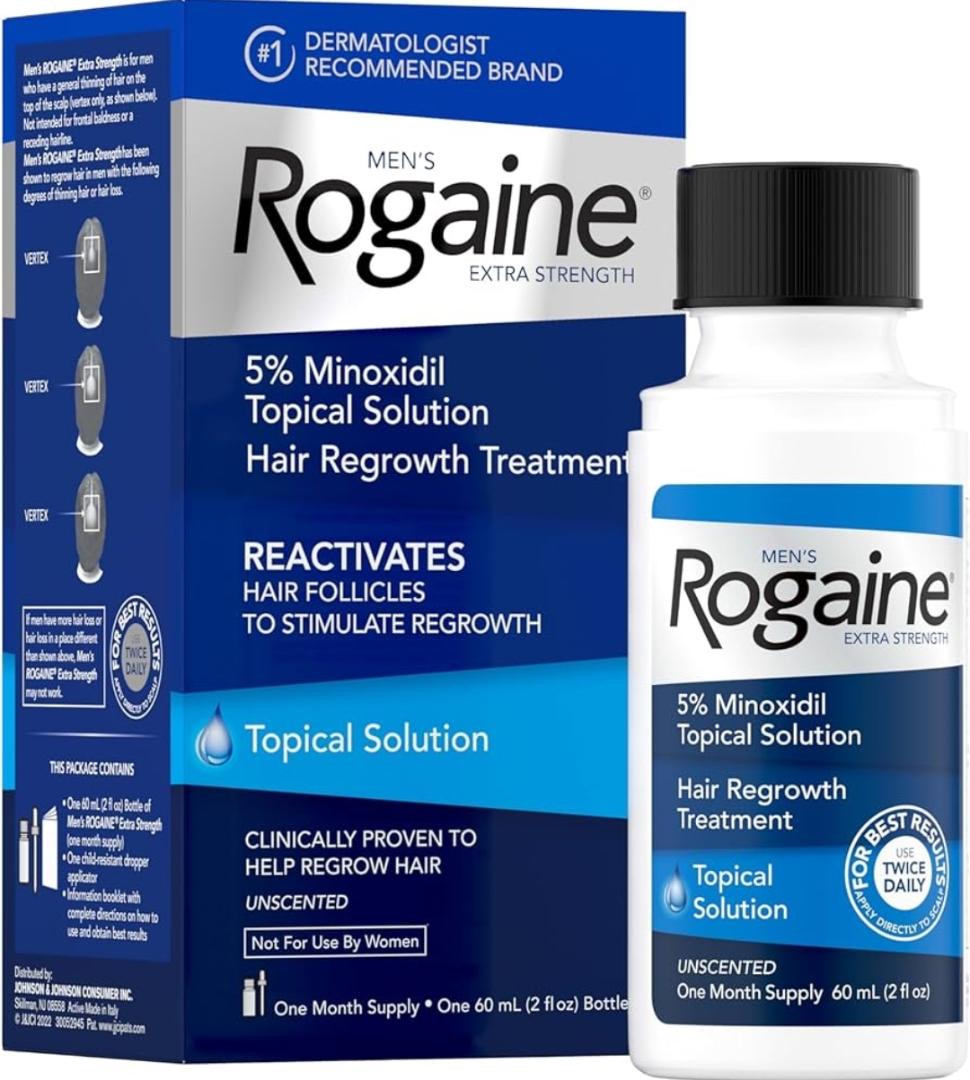 Rogaine Men 5% Minoxidil Topical Solution. Clinically proven for Thinning & Hair Loss. Regrow Fuller Hair. Top Ten Hair. 1 Month Supply.