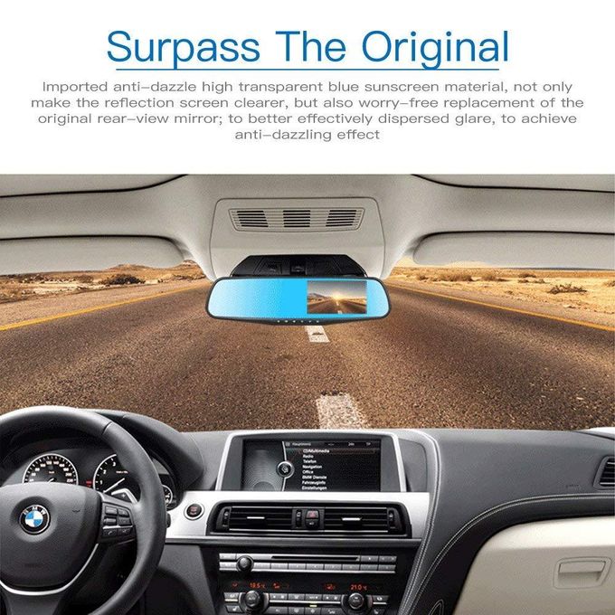 VEHICLE BLACKBOX DVR, 4.3" Screen With Front And Rear View Camera DVR Dash Cam Camcorder G-Sensor