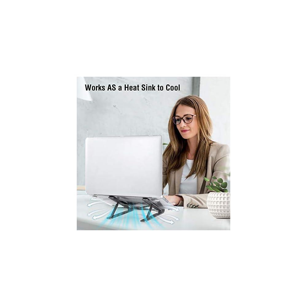 Laptop Stand, Adjustable Height Portable Laptop Riser, Ergonomic Collapsible Aluminum Alloy Laptop Stand,Compatible with MacBook, iPad, HP, Lenovo, Dell, 10-15.6” Laptops & Tablets
