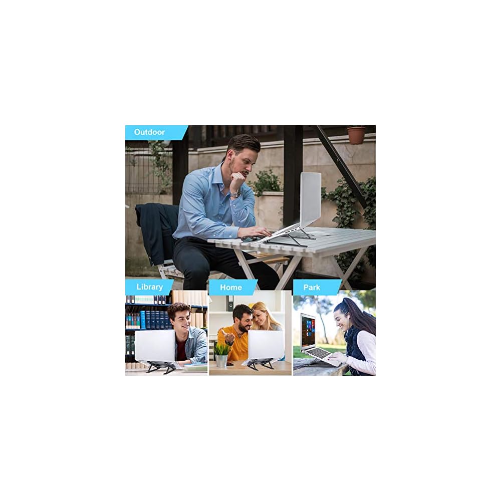 Laptop Stand, Adjustable Height Portable Laptop Riser, Ergonomic Collapsible Aluminum Alloy Laptop Stand,Compatible with MacBook, iPad, HP, Lenovo, Dell, 10-15.6” Laptops & Tablets