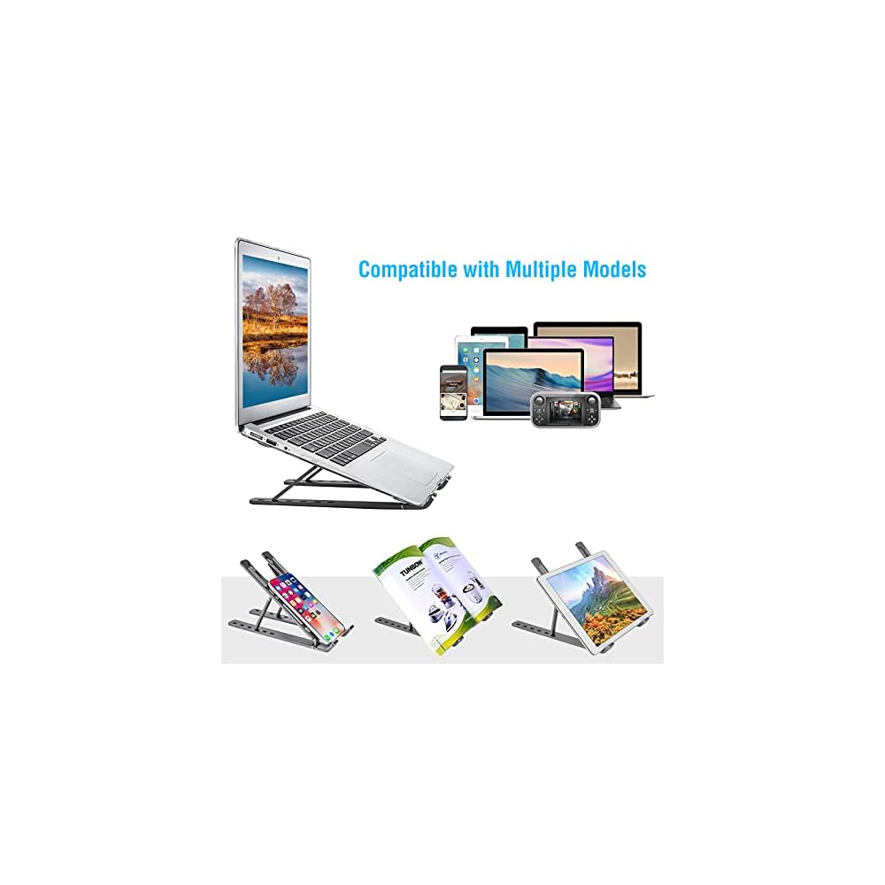 Laptop Stand, Adjustable Height Portable Laptop Riser, Ergonomic Collapsible Aluminum Alloy Laptop Stand,Compatible with MacBook, iPad, HP, Lenovo, Dell, 10-15.6” Laptops & Tablets