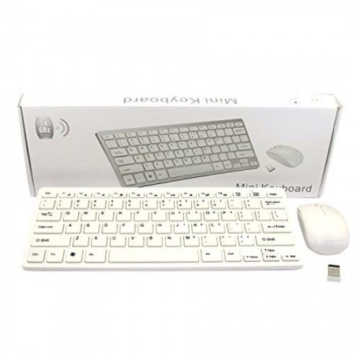 Mini wireless keyboard and mouse compatible with all laptops and desktop computers since it uses bluetooth connection and has a rechargable battery with a wireless mouse connected to it though doungle