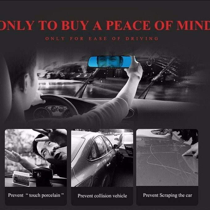 Dashboard Camera 4.3 Inch Car DVR Mirror Car
Touch Screen with 4.3-inch LCD Display Screen.
Large Mirror Size with 340mm x 120mm / 4.7in x 13.4in (Width x Height)
