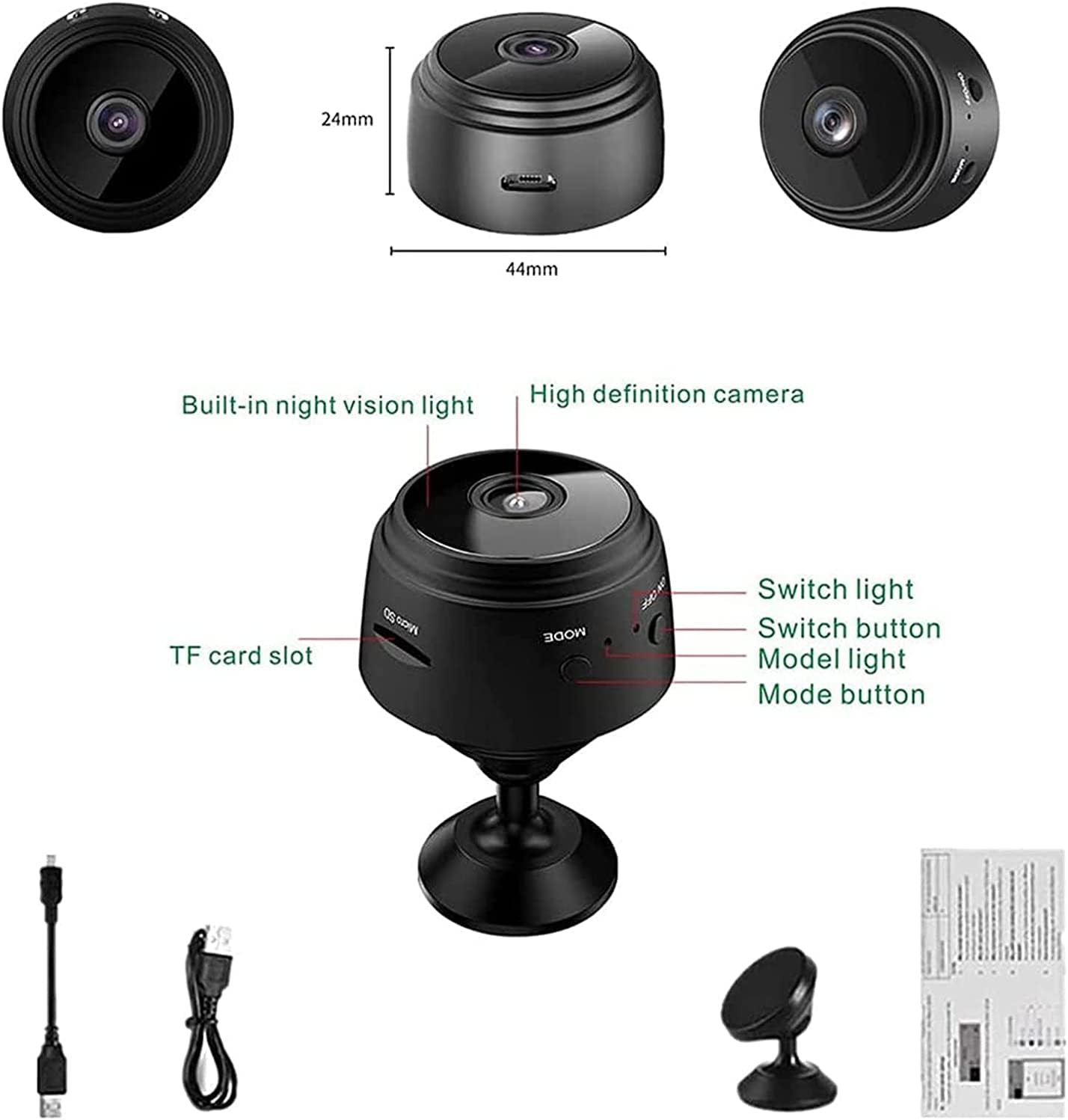A9 Mini Spy Nanny Wifi CCTV Camera Motion Detection With Night Vision
The A9 Mini Spy Nanny Wifi CCTV Camera Hidden Camera is a small, portable, and discreet camera that can be used to monitor