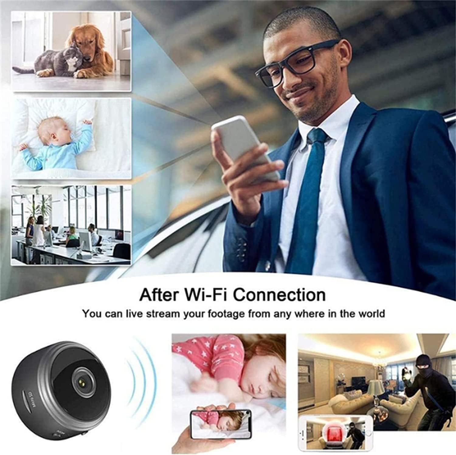 A9 Mini Spy Nanny Wifi CCTV Camera Motion Detection With Night Vision
The A9 Mini Spy Nanny Wifi CCTV Camera Hidden Camera is a small, portable, and discreet camera that can be used to monitor