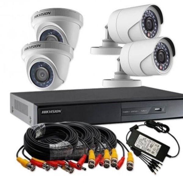 Hikvision 4 CCTV Camera Complete Kit-( With Night Vision + Motion Detection)
Has all necessary items required for 3 channel CCTV installation apart from the monitor (not included).