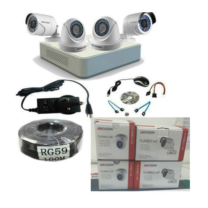 Hikvision 4 CCTV Camera Complete Kit-( With Night Vision + Motion Detection)
Has all necessary items required for 3 channel CCTV installation apart from the monitor (not included).