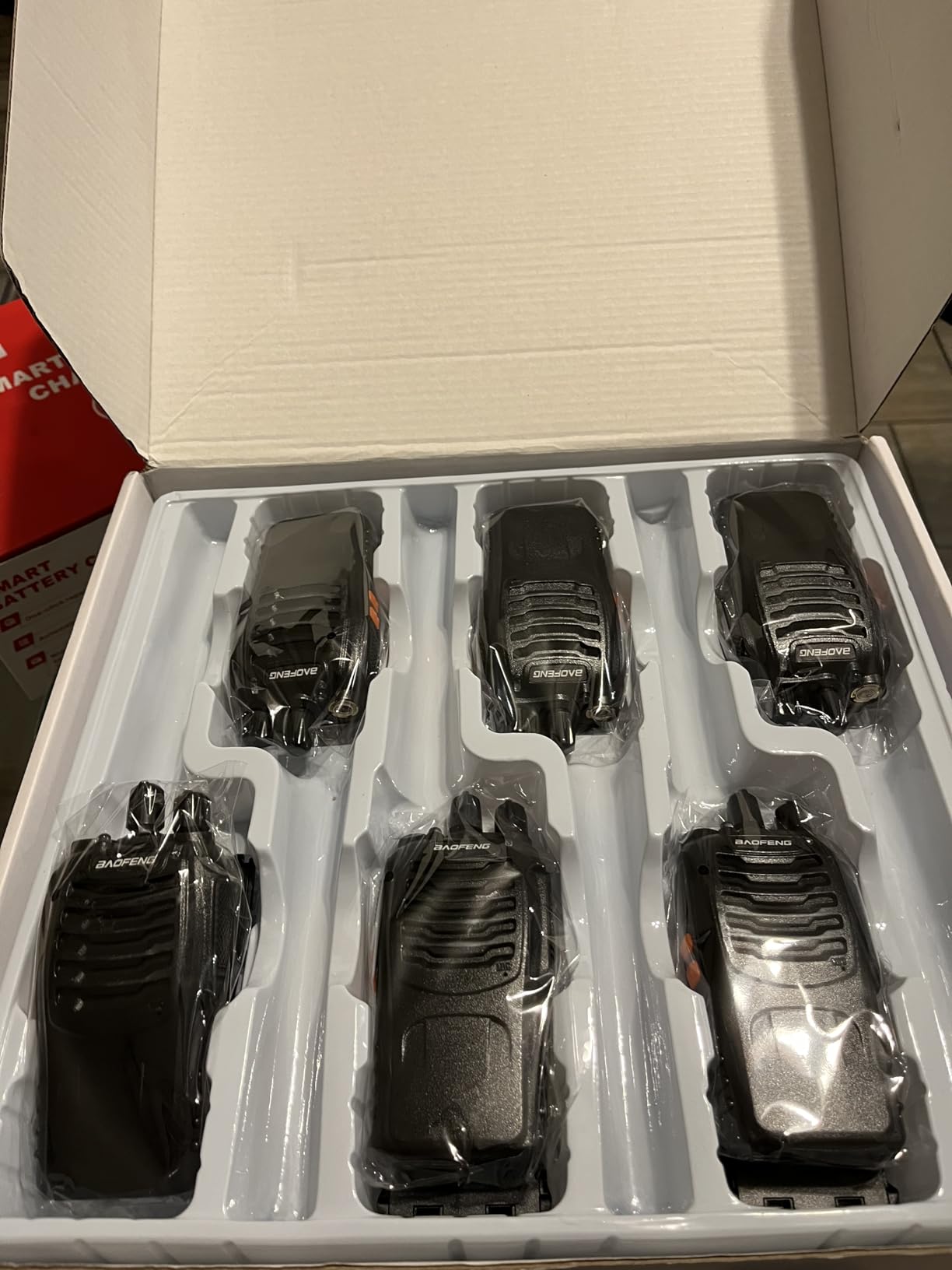 Baofeng 4 Pack- Walkie Talkies Rechargeable Long Range Two-Way Radios with Earpieces,16 Channel Handheld Li-ion Battery and Charger