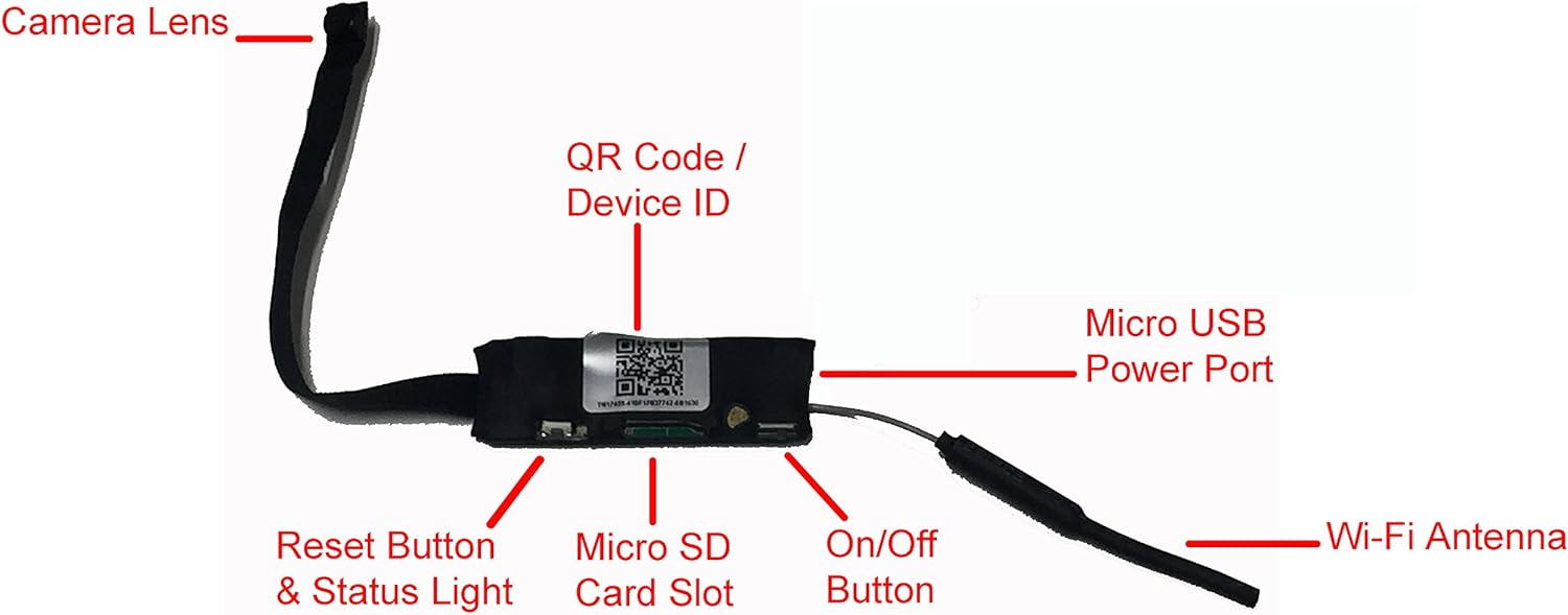 1080P HD WIFI PINHOLE SPY CAMERA with Motion Detection, DC or battery Powered, Micro SD Card Slot, Portable Mini WiFi DIY Hobbie Sport Wearable Mobile Hidden Nanny Cam Spy Gadget