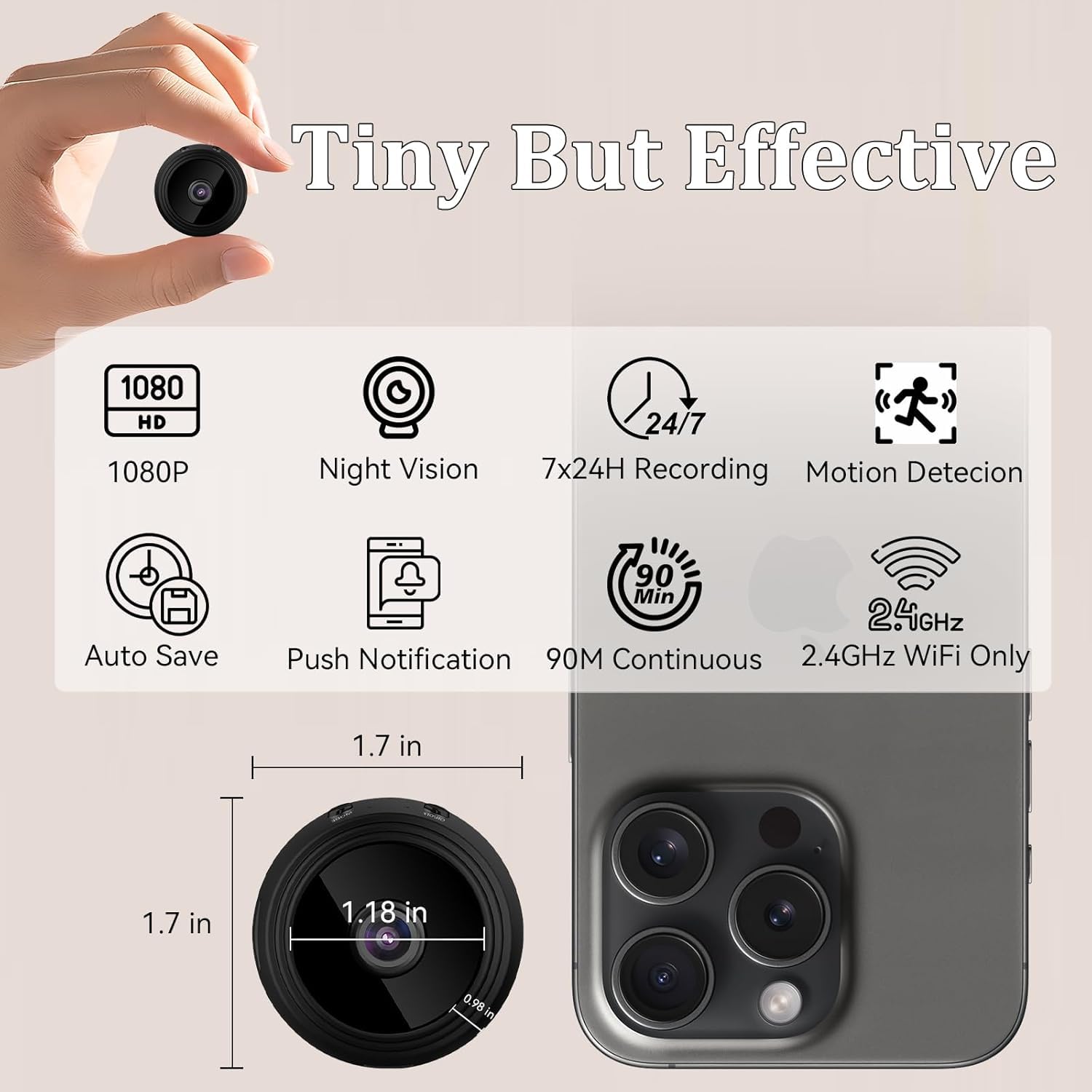 WiFi Camera 360° Security Camera for Home Outdoor High HD Focus Magnet Mini WiFi Magnetic Live Stream Night Vision IP Wireless 1080P Audio Video CCTV Camera