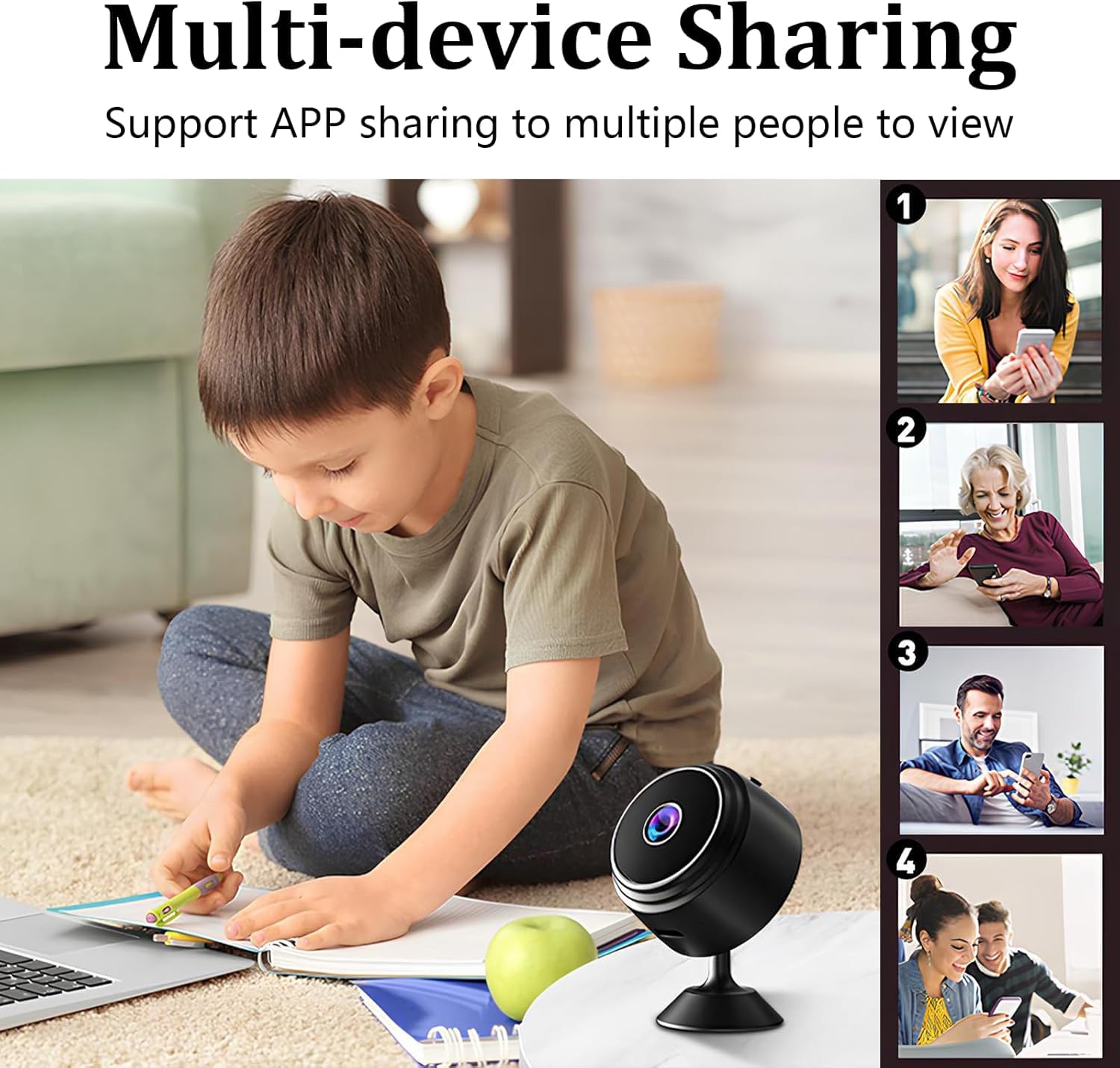 WiFi Camera 360° Security Camera for Home Outdoor High HD Focus Magnet Mini WiFi Magnetic Live Stream Night Vision IP Wireless 1080P Audio Video CCTV Camera