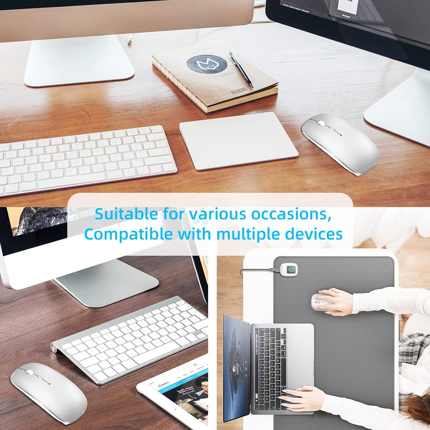 Bluetooth Mouse, Rechargeable Wireless Mouse for MacBook Pro/Air/iPad/Laptop/PC/Mac
Bluetooth Mouse, Rechargeable Wireless Mouse for MacBook Pro/Air/iPad/Laptop/PC/Mac