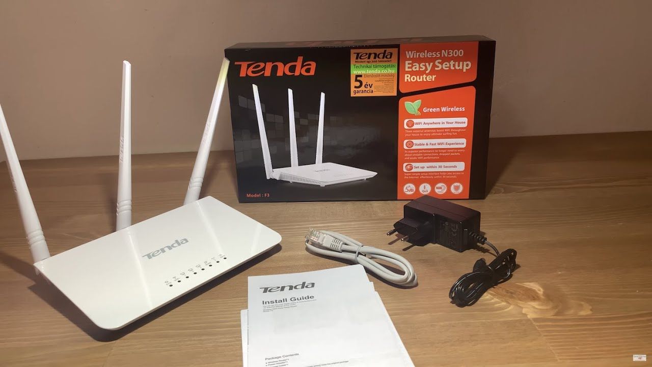 Tenda F3 N300 WLAN router for connection to cable/DSL or fiber modem (300Mbit/s via WLAN, 3x LAN ports) Three antennas for a stable network range of up to 20m