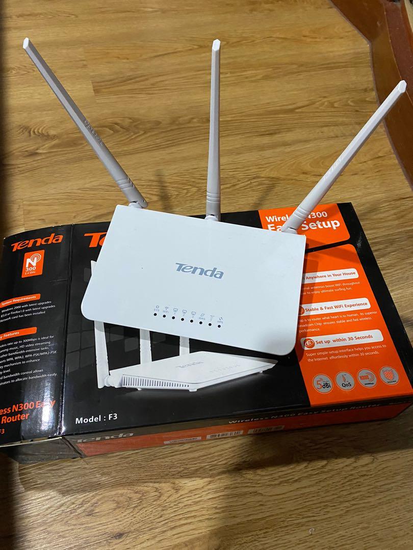 Tenda F3 N300 WLAN router for connection to cable/DSL or fiber modem (300Mbit/s via WLAN, 3x LAN ports) Three antennas for a stable network range of up to 20m
