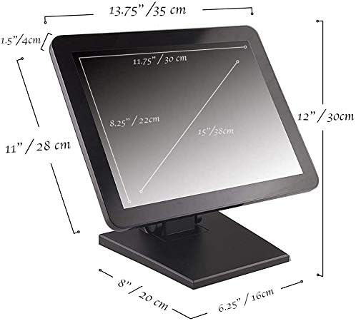 Touch Screen HDMI 15-Inch POS TFT LCD Touchscreen POS Monitor
Durable Touch Screen with foldable Metal POS base, designed for Day to Day high traffic POS environment
Drivers support Windows NT, 2000