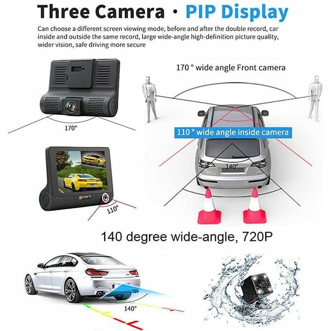 Dash Cam, Dash Cam Front and Rear, 4 inch Dash Camera for Cars, 1080P, 170° Wide Angle, Night Vision WDR G-Sensor Parking Monitor Loop Recording Motion Detector