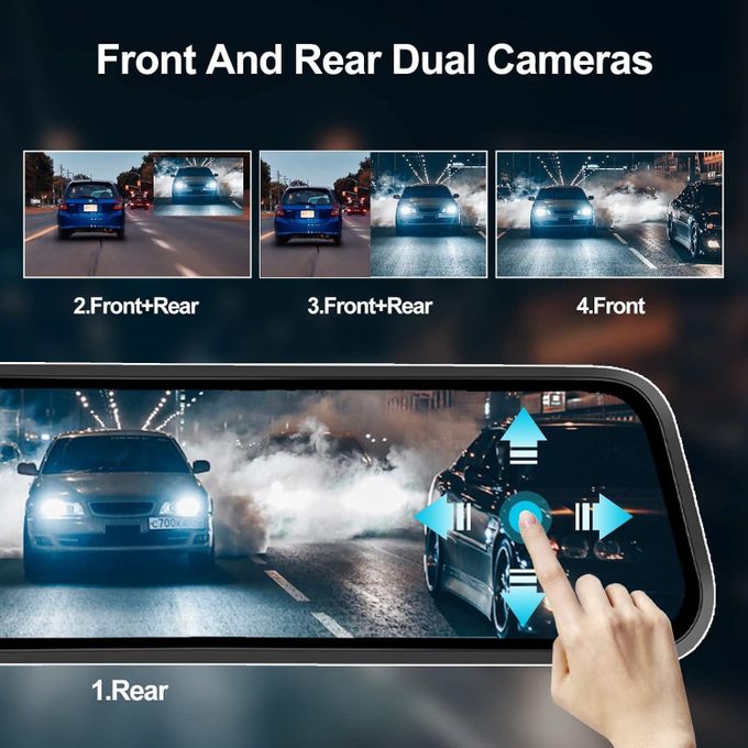 Dash Cam 9.66" Rear View Mirror 1080P Front and Rear View Dual Cameras, Night Vision, G-Sensor, Parking Assistance,24H Parking Monitor, HD Waterproof Backup Camera for Cars/Trucks