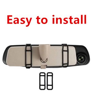Car DVR Rear View Mirror Video Recroder 4.3" inch Back Up Car Camera Dual Lens Cam Night Vision Front and Rear Backup Reverse Security for Car
