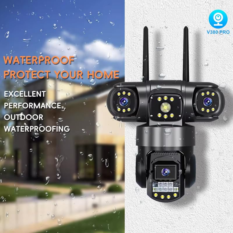 V380 Pro New 3 Lens and 3 Screens 4G PTZ Camera 6MP WiFi Security CCTV Wireless IP Triple-Lens Network PTZ Triple Screens Camera