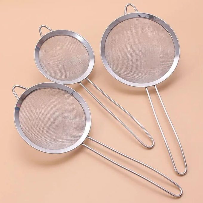 3Pcs Stainless Steel Fine Mesh Sieve Strainer Set