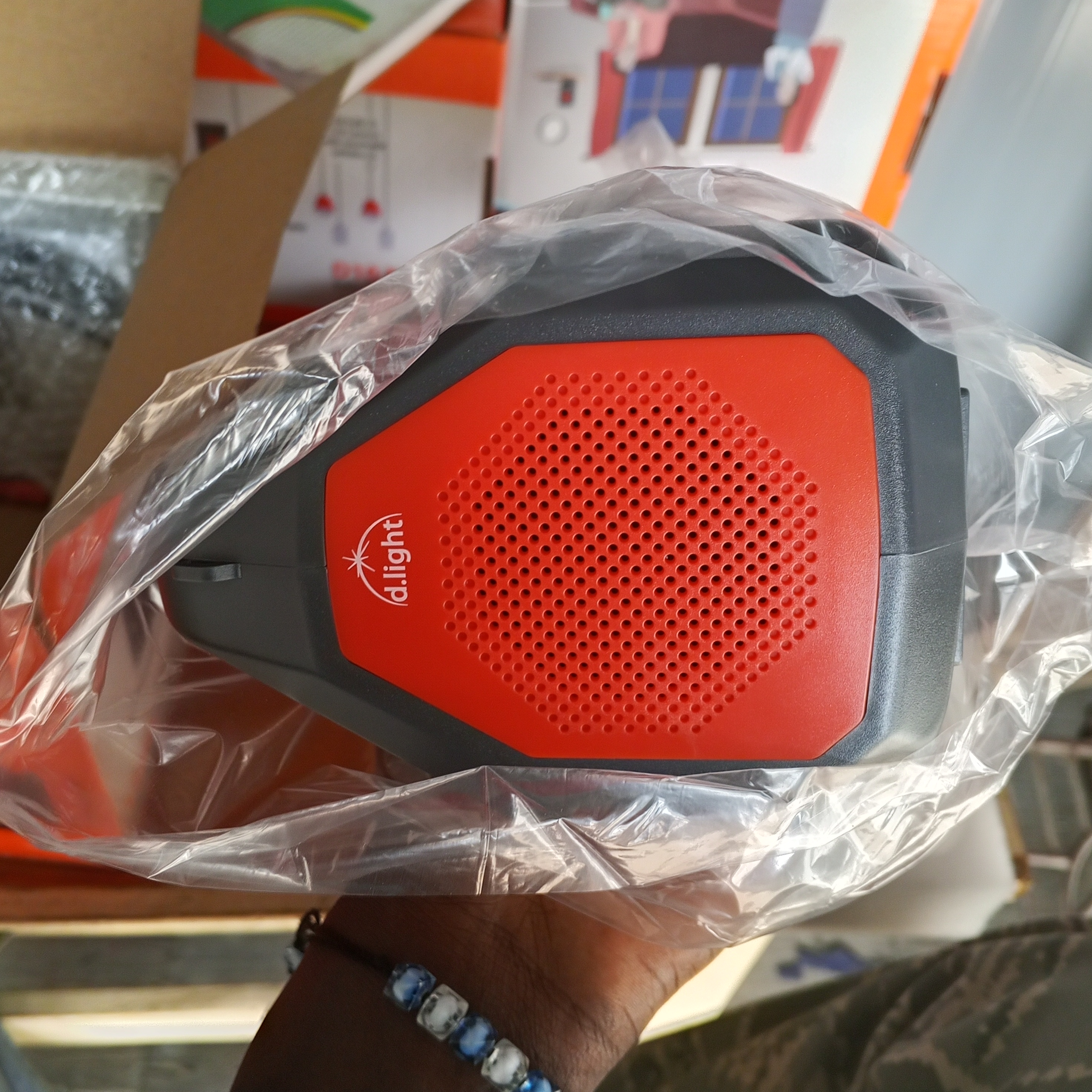 T500 solar lantern with a radio, side lamp, charger and a charging solar.