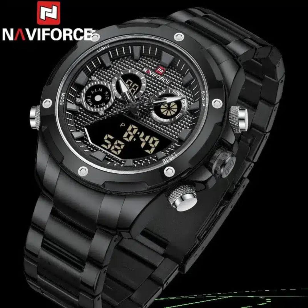 Naviforce NF9217 is a men's wristwatch that seamlessly combines analog and digital displays