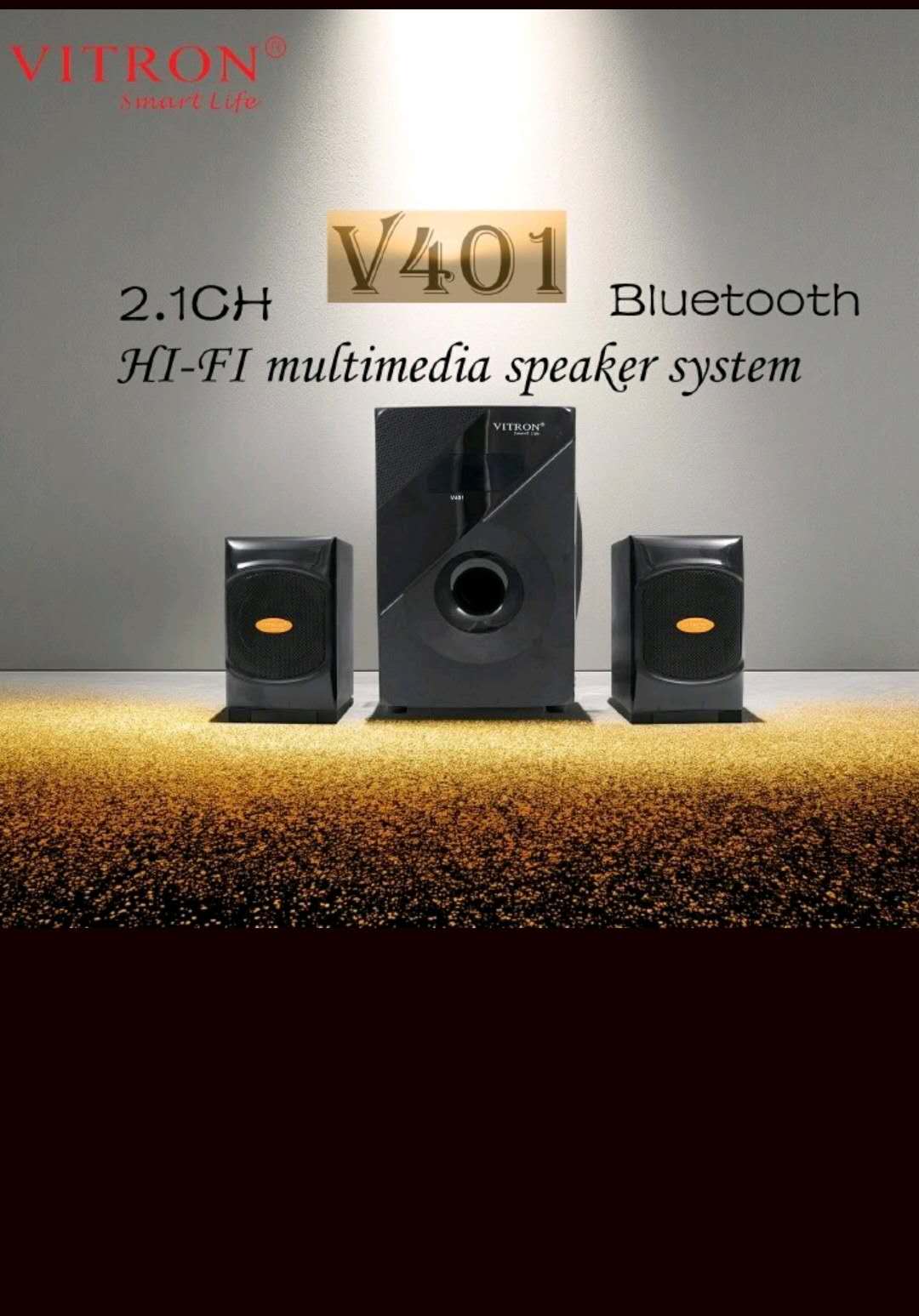 VITRON V401 2.1 CH 5000W  MULTIMEDIA SPEAKER SYSTEM WITH USB BLUETOOTH SD DIGITAL RADIO FULL FUNCTIONAL REMOTE AC DC MP3 PLAYER