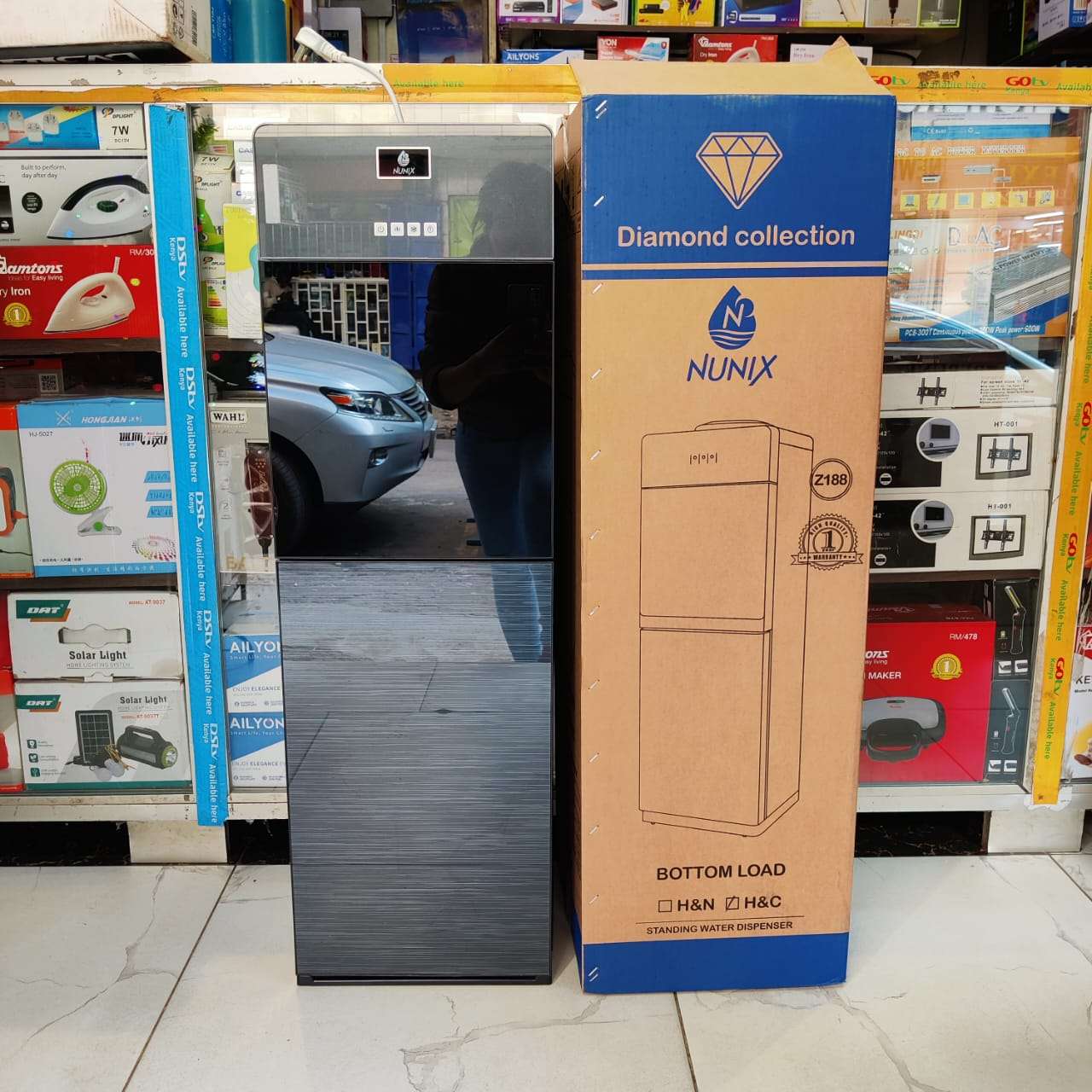 Nunix Z188 Bottom Load Water Dispenser - Hot & Normal water dispenser, Water container cabinet at the bottom
