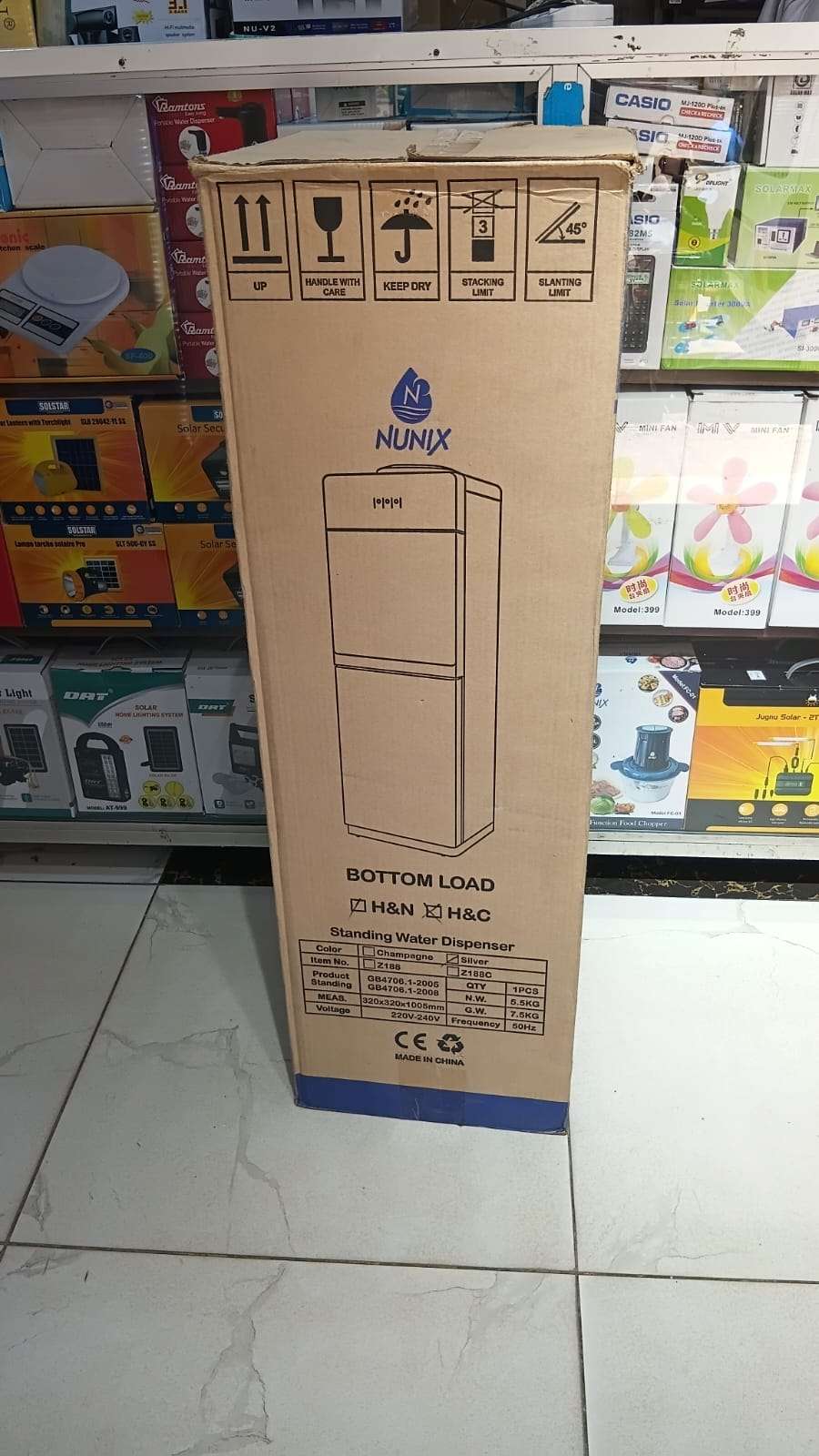 Nunix Z188 Bottom Load Water Dispenser - Hot & Normal water dispenser, Water container cabinet at the bottom