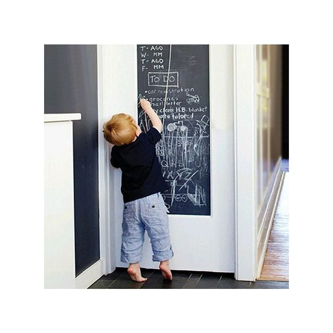 Black Chalkboard Wall Paper Clear Dry Erase Board Sticker + 5 Chalks
