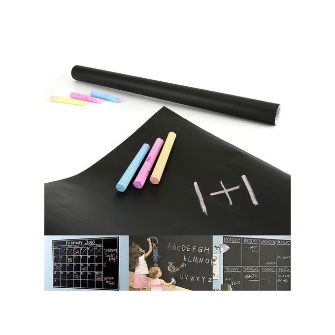 Black Chalkboard Wall Paper Clear Dry Erase Board Sticker + 5 Chalks