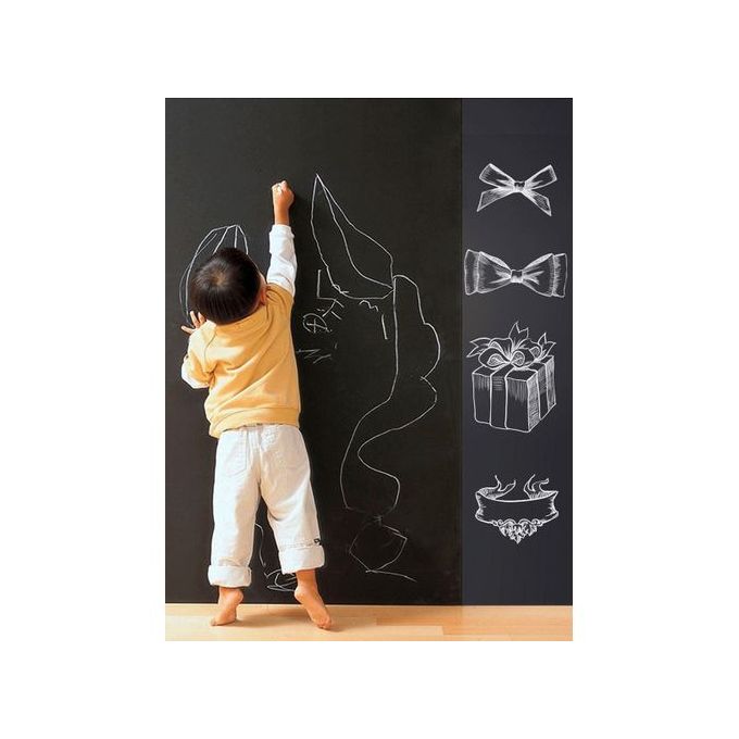 Black Chalkboard Wall Paper Clear Dry Erase Board Sticker + 5 Chalks