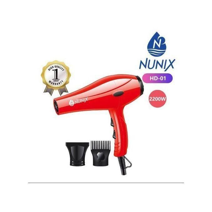 Nunix Blow Dry Hair Dryer - Red - HD01
