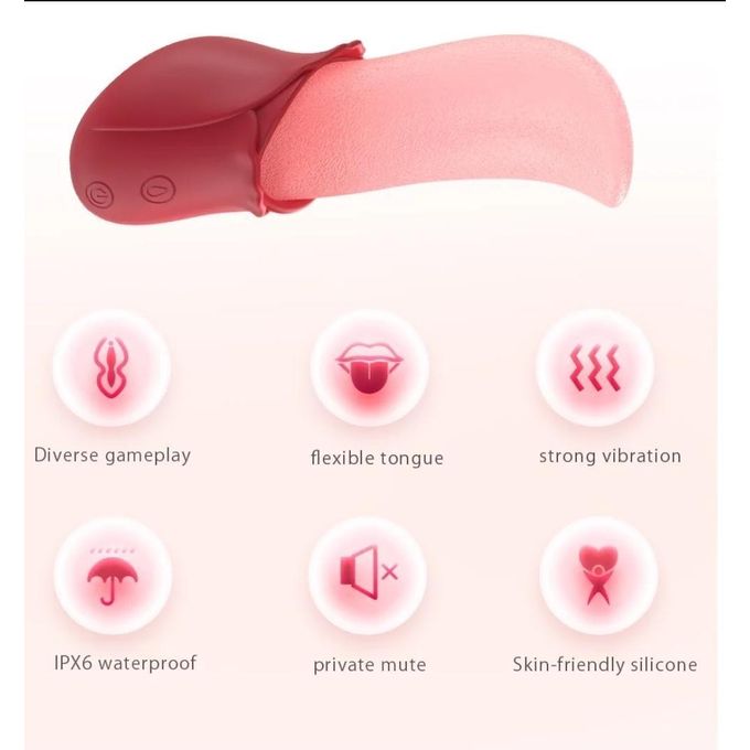QUALITY Powerful Tongue Licking Rose-Vibrator Female 10 Modes G spot Clitoris Stimulator Nipple Massager Mini Sex Toys for Women view 4