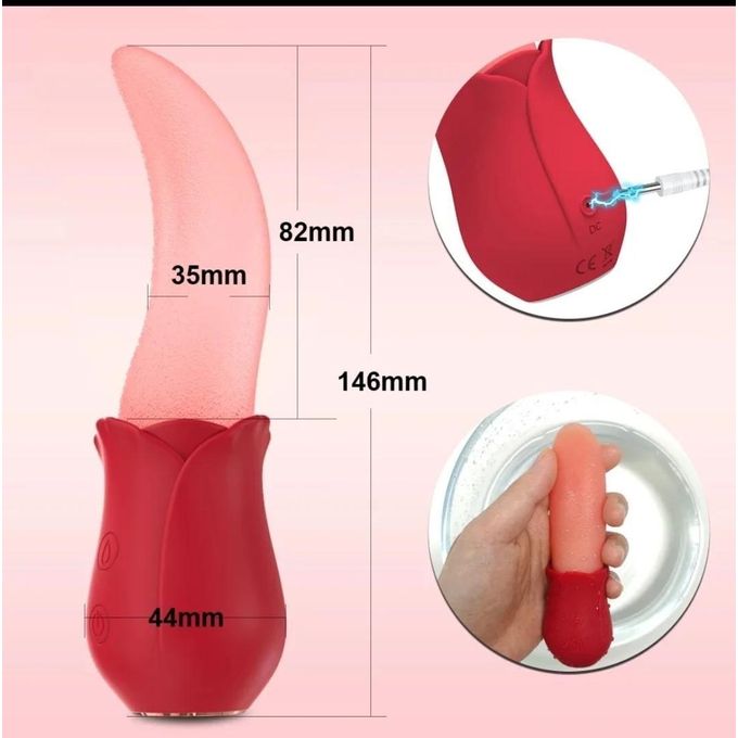QUALITY Powerful Tongue Licking Rose-Vibrator Female 10 Modes G spot Clitoris Stimulator Nipple Massager Mini Sex Toys for Women view 5