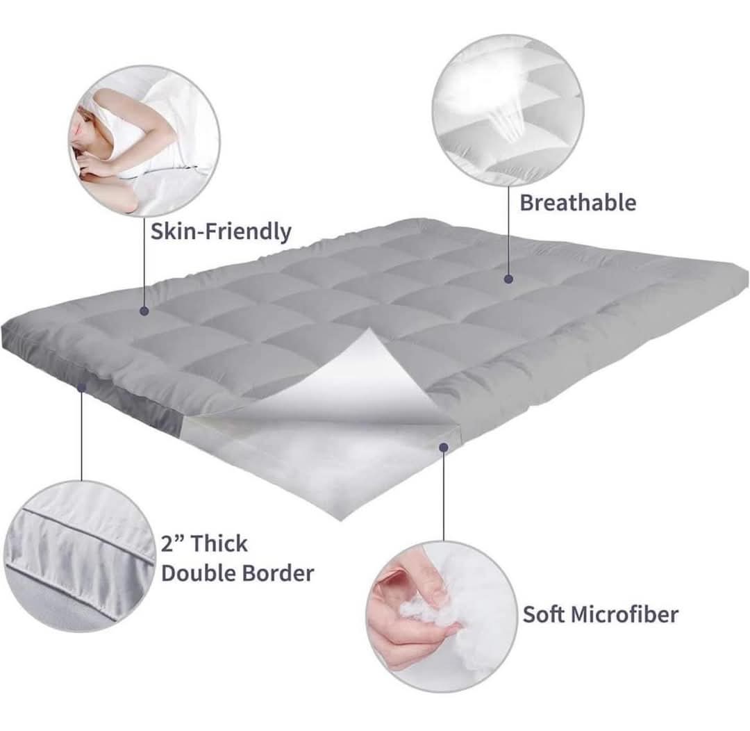 Mattress Topper 100% Fiber, Skin Friendly,Soft and breathable fabric,10cm thick double layer,soft microfiber .foldable and long lasting.Direct from the manufacturer