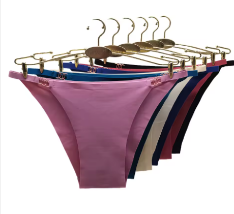 3pcs Women Seamless Ice Silk Underwear Set Sexy Lingerie Bikini Briefs 6 Pack Multi Color Smooth Breathable Panties with Metal Ring