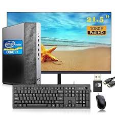 HP Refurbished EliteDesk 800 G3 Core I7 8GB 500GB 6TH Gen 3.2GHz SFF Desktop + 21.5 Inch Monitor Win11 Pro (6 Months WRTY)