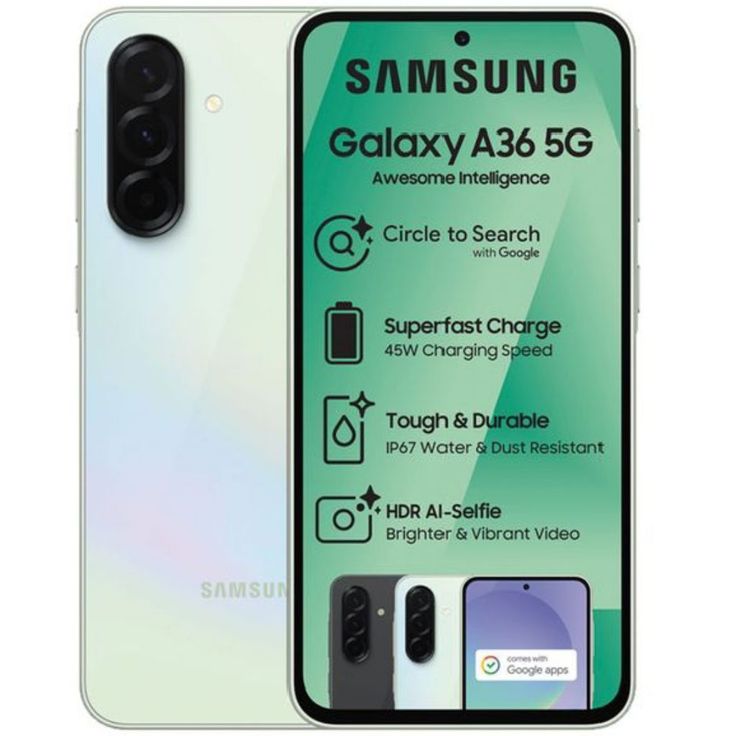 [Free Gift] New Arrival Samsung Galaxy A36 5G 128GB+6GB 6.7" 120Hz AMOLED 50MP Triple Camera Android 15 Snapdragon 6 Gen 3 45W 5000mAh IP67 Dust Water Resistant Type-C Charge Smart Phones phone