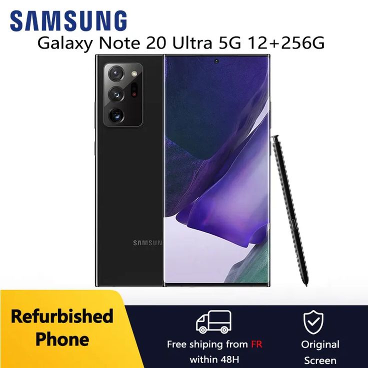 Refurbished Samsung Galaxy Note 20 Ultra 256GB 12GB RAM 5G 6.9" Dynamic AMOLED Display Dual SIM Triple 108MP Camera 4500mAh Battery Boxed 1 Year Warranty                                              .