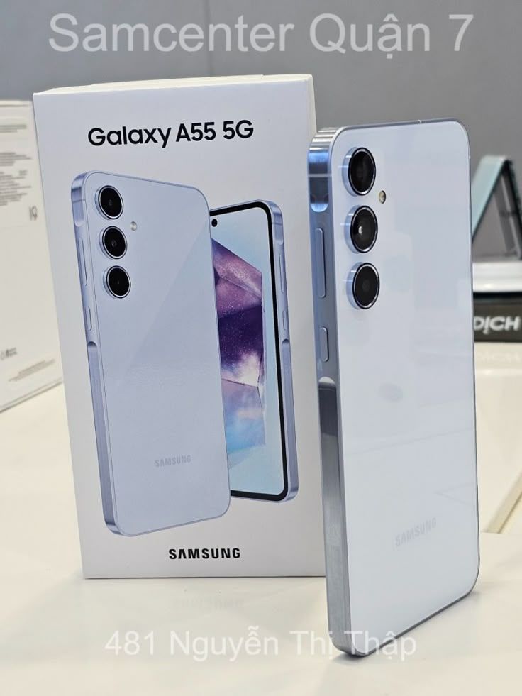 NEW Boxed Samsung Galaxy A55  5G 6.6'' 128 GB Storage 8GB Ram Super AMOLED, 120Hz, Android 13, upgradable to Android 14, 50MP + 12MP + 5MP Main Camera 32 MP Front Cam Fingerprint sensor 5000mAh Type C