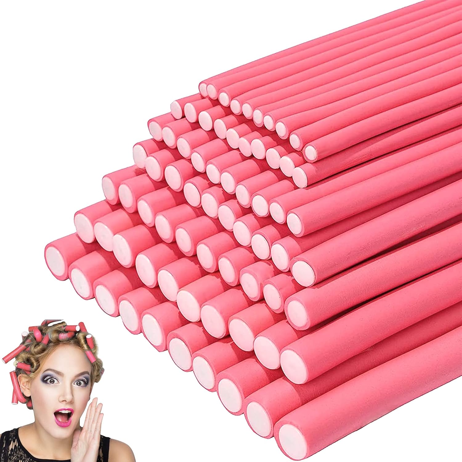 Fashion Flexible Curling Rods/ Hair Curlers /Twist Foam Hair Rollers /Flexi Rods Hair Curlers for Long Short Hair Soft Foam /No Heat Flexi-Rods Hair Curler for Women Girls Curly Hair