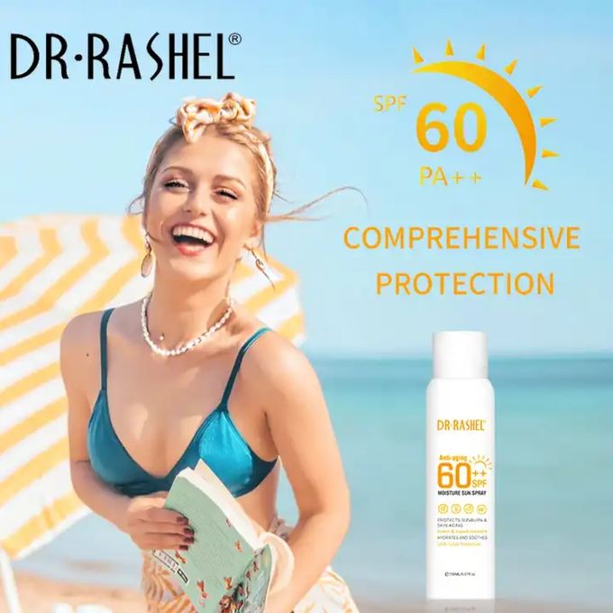 Dr. Rashel Anti-aging Moisture SPF 60 Sunscreen Spray -protects sunburn and skin aging.